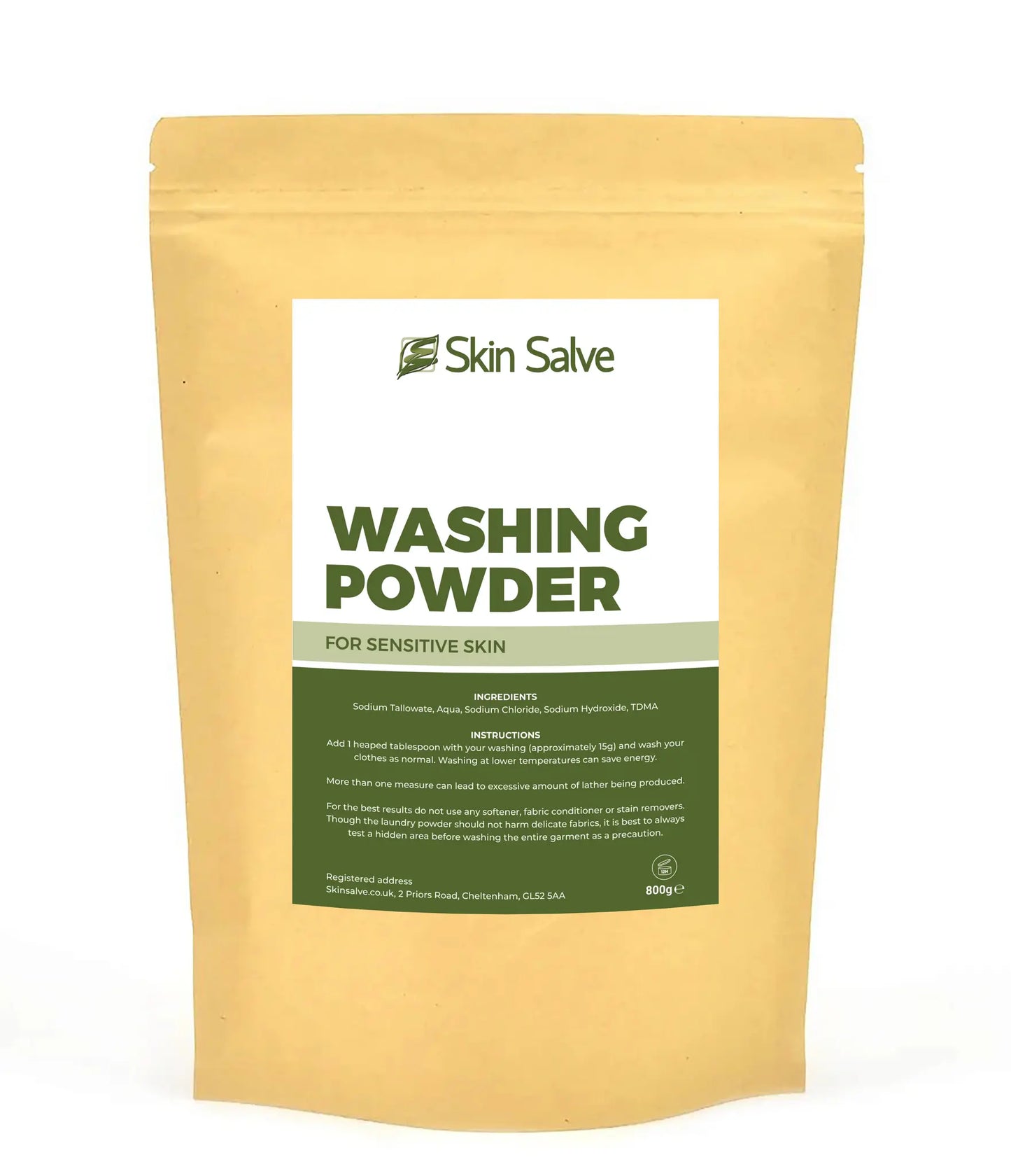 Packet of Washing Powder for Sensitive Skin and Dry Skin Conditions Such as Eczema